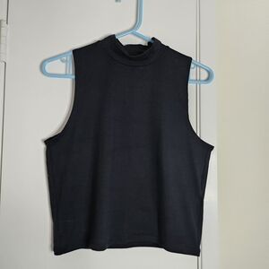 Hollister Women's Black Sleeveless High Turtleneck Fitted Tank Top